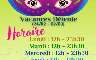 Les horaires de vacances de BeBloc